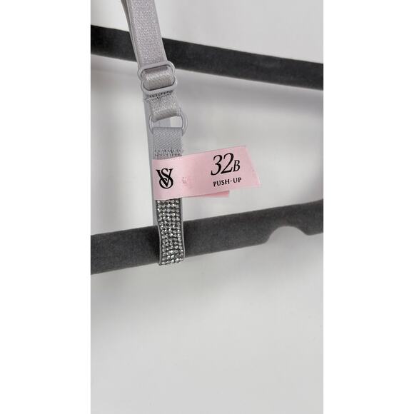 Victorias Secret Twinkle Strap Lace Push Up Bra Womens Size 32B Silver Pearl New - Picture 6 of 11
